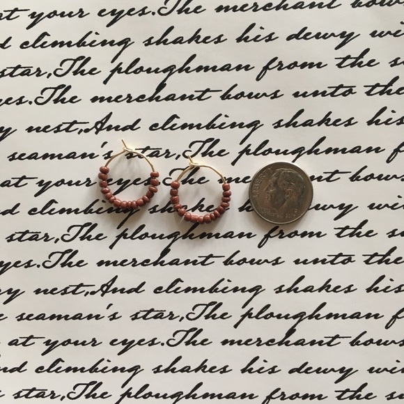 Little Gold & Wine Colored Earrings - Picture 3 of 3